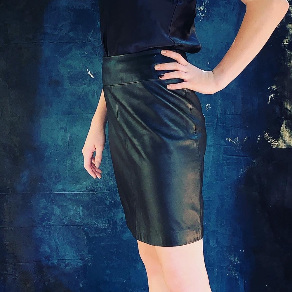 Real leather pencil skirt